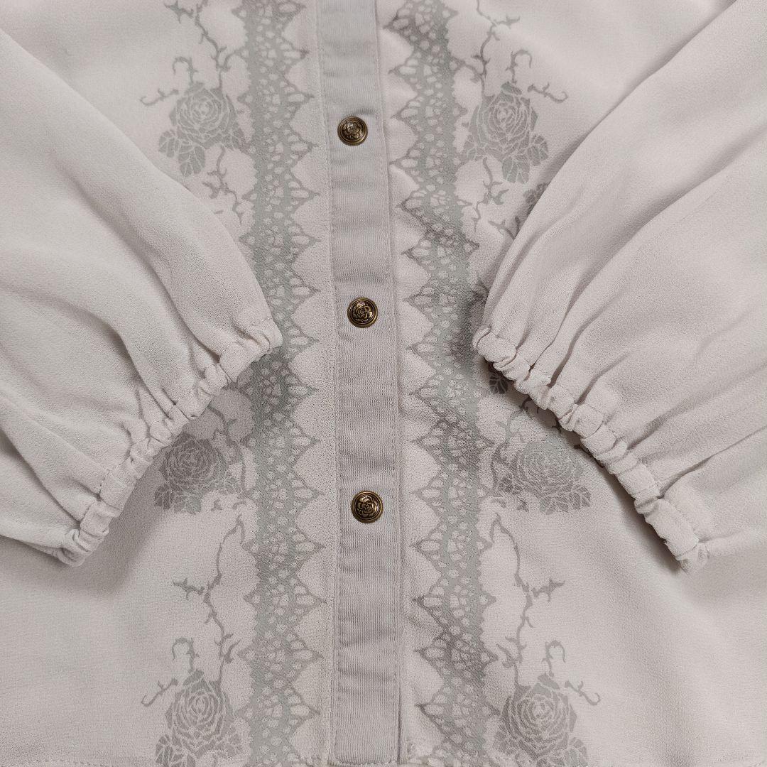 極美品✨オッズオンジャパン　ローズプリント シフォンブラウス　フリル　F