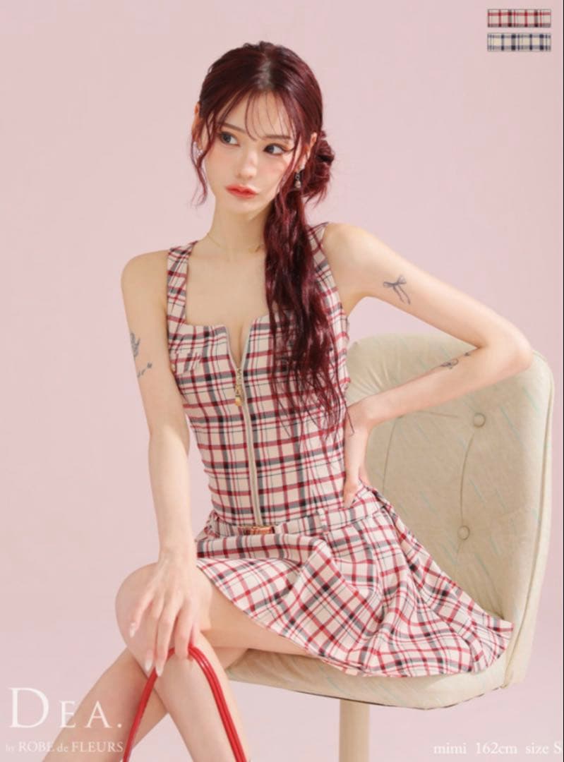 ROBE de FLEURS チェック キャバドレス XS