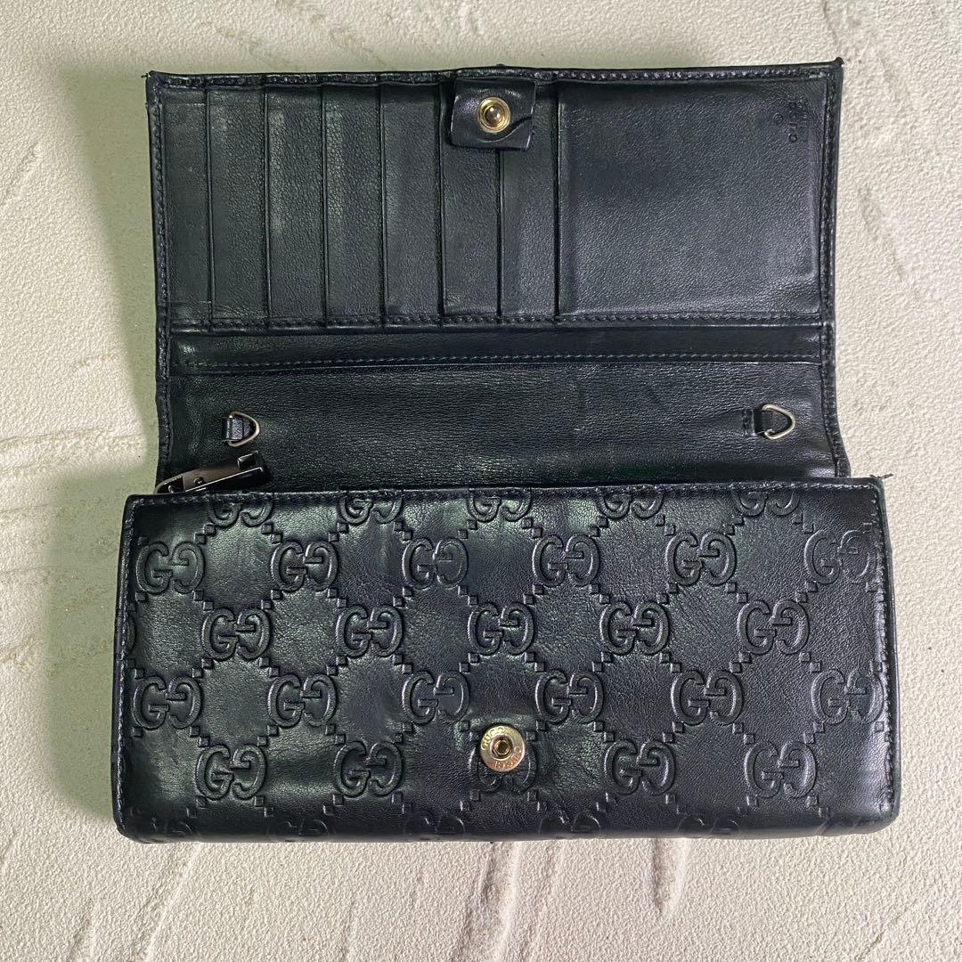 グッチ GUCCI グッチシマ 長財布 170426 GGレザー ブラック