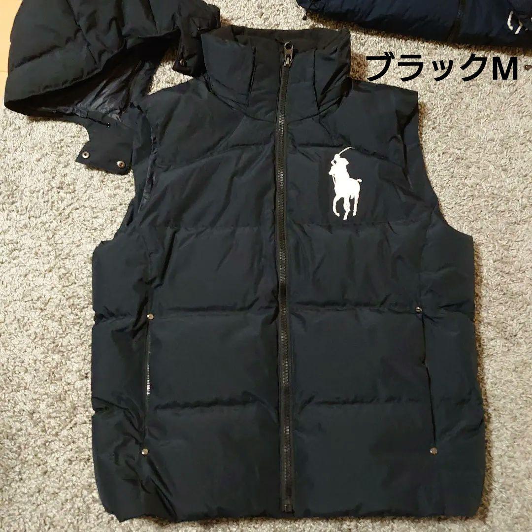 ラルフローレン ビッグポニー ダウンベスト ブラック 刺繍ロゴ Mサイズ