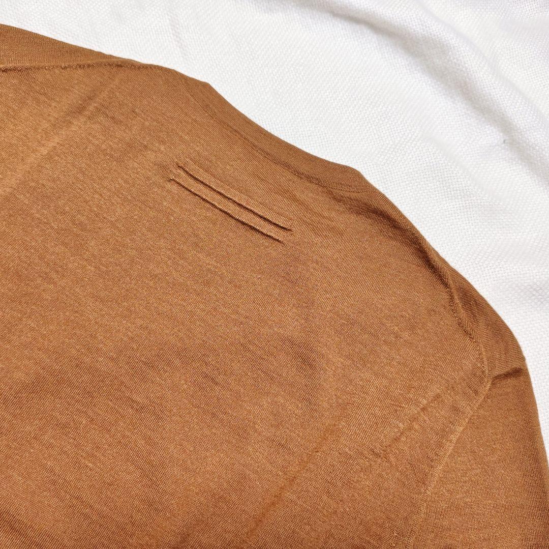 ゼニアZEGNAカシミアシルクCASHSETAハイゲージクルーネックニット46茶