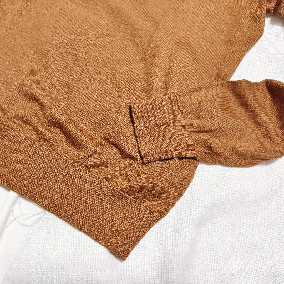 ゼニアZEGNAカシミアシルクCASHSETAハイゲージクルーネックニット46茶