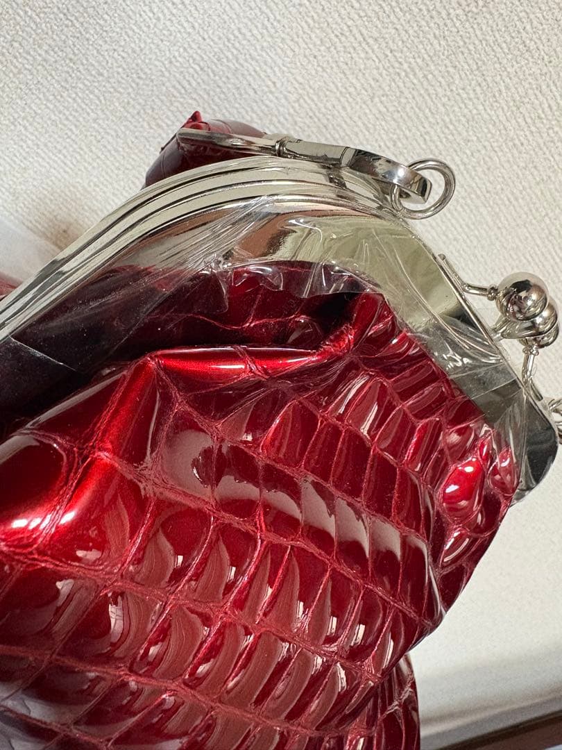 コッコフィオレ レッド ハンドバッグ ショルダーバッグ がま口 2WAY