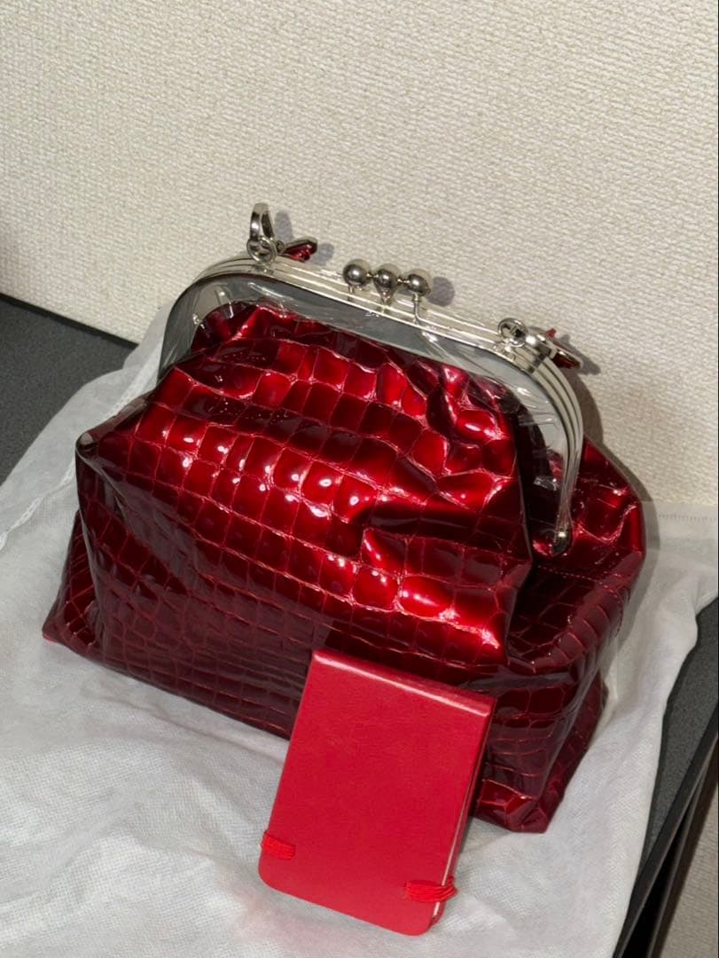 コッコフィオレ レッド ハンドバッグ ショルダーバッグ がま口 2WAY