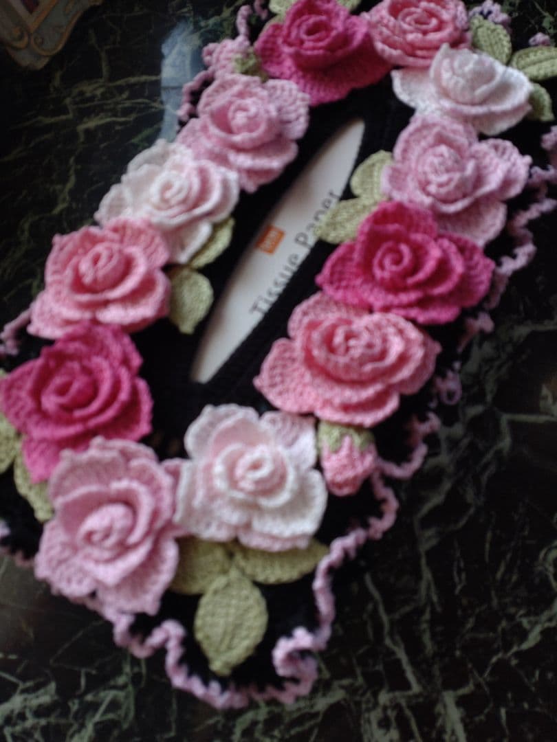 みかん様ティッシュボックスカバーかぎ針インテリア生活道具レース編みドイリー