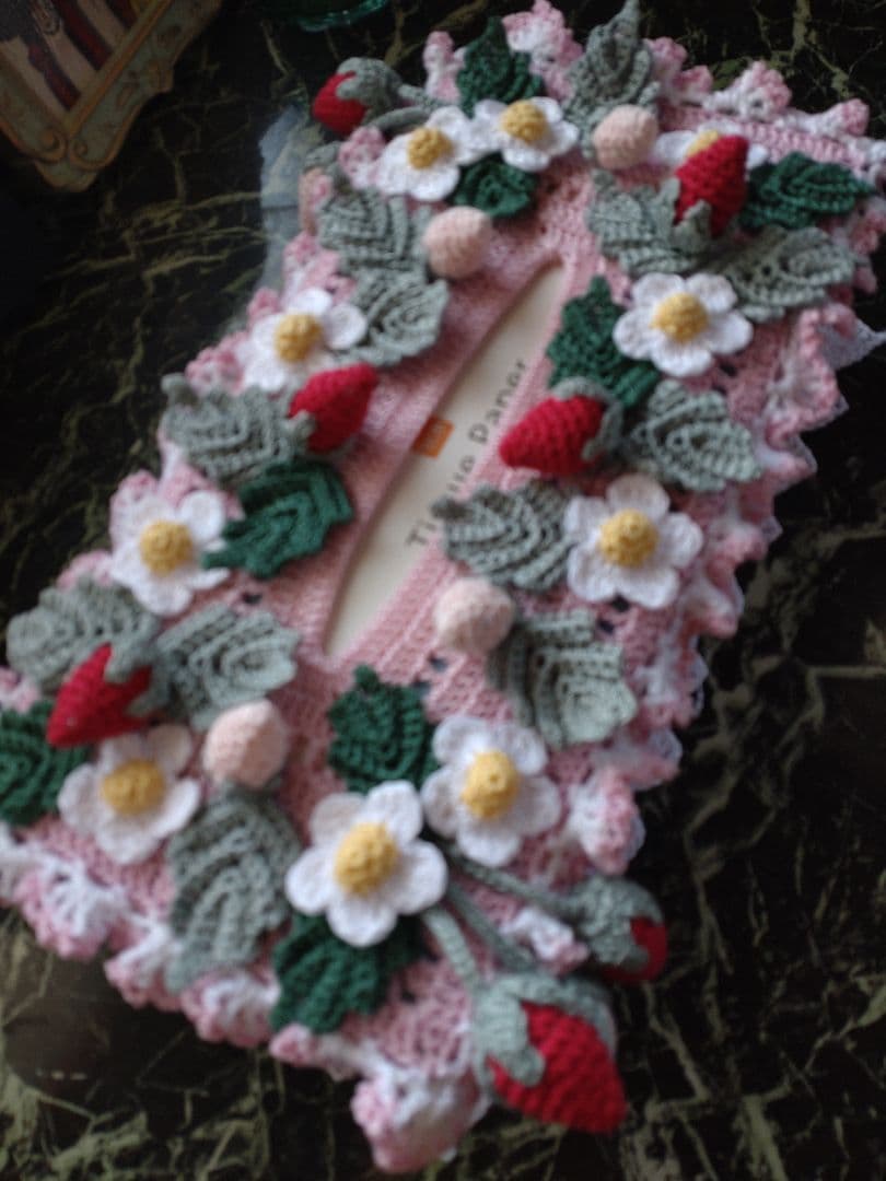 みかん様ティッシュボックスカバーかぎ針インテリア生活道具レース編みドイリー