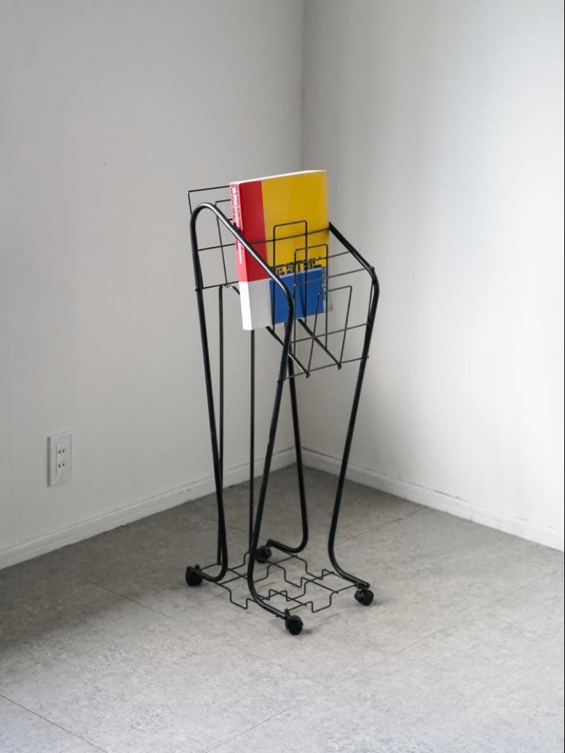 80-90's マガジンラック/収納スタンド キャスター ポストモダン