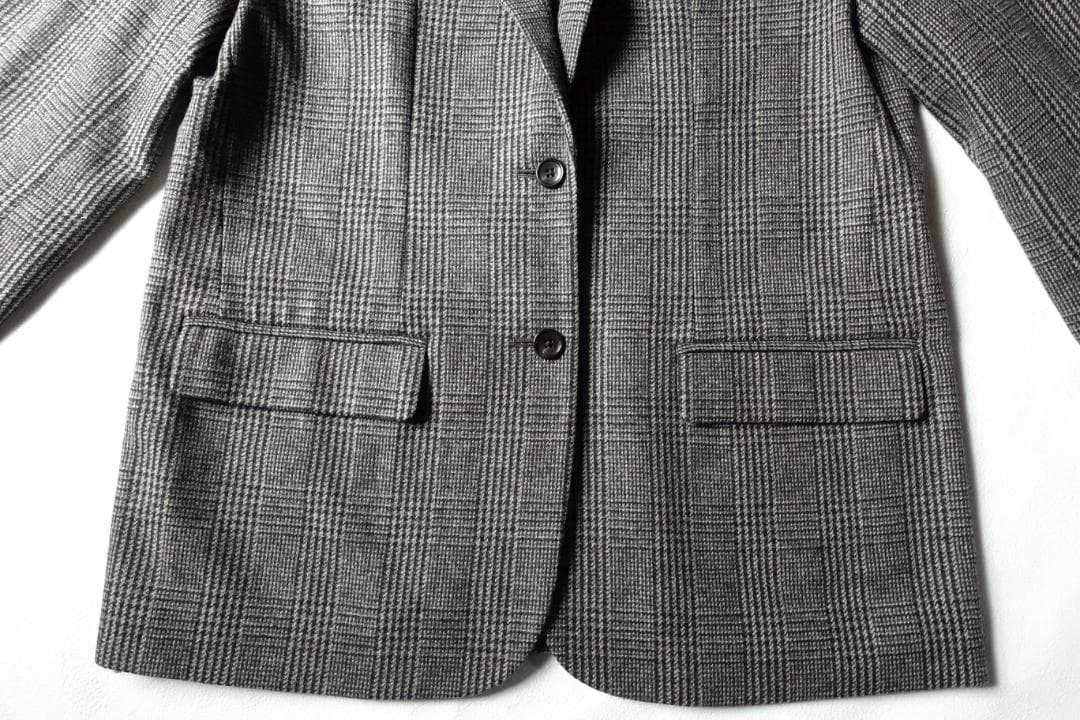 2021美品フレームワーク☆グレンチェックツィードテーラードジャケット36グレー