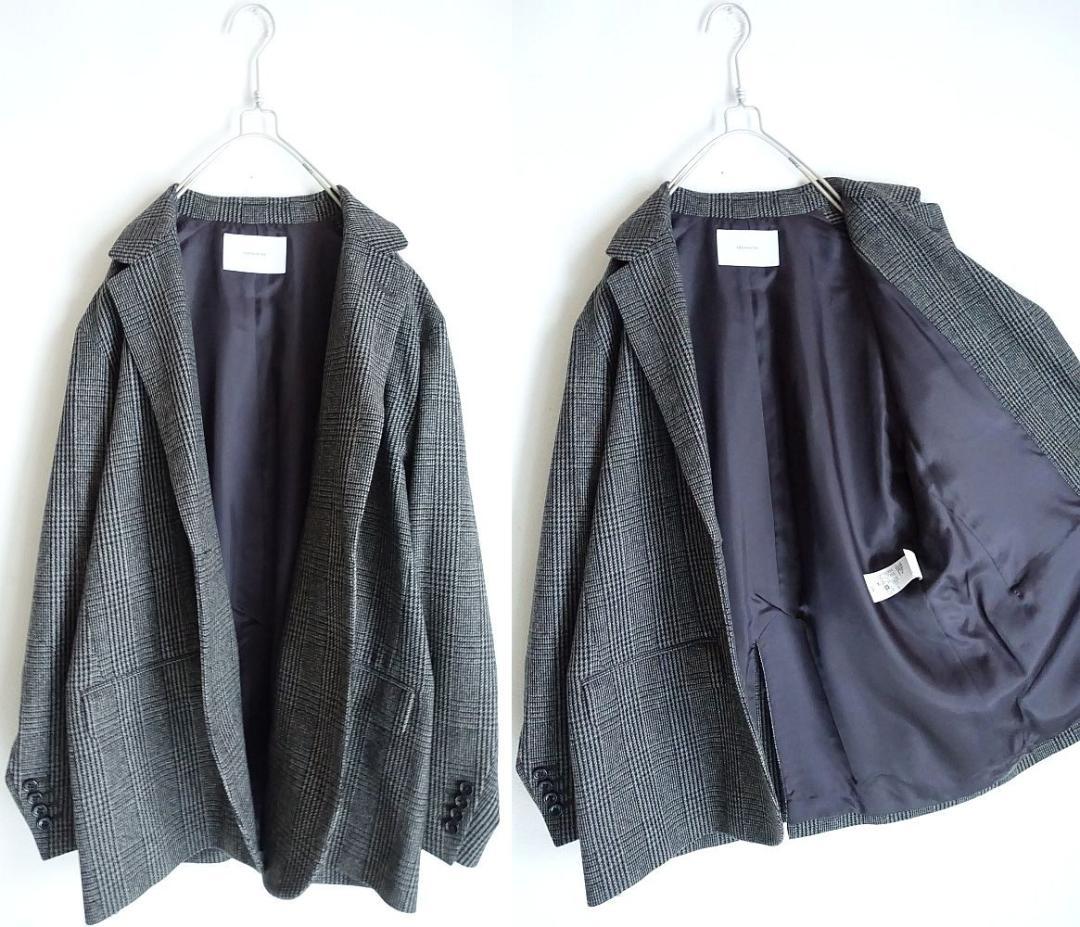 2021美品フレームワーク☆グレンチェックツィードテーラードジャケット36グレー