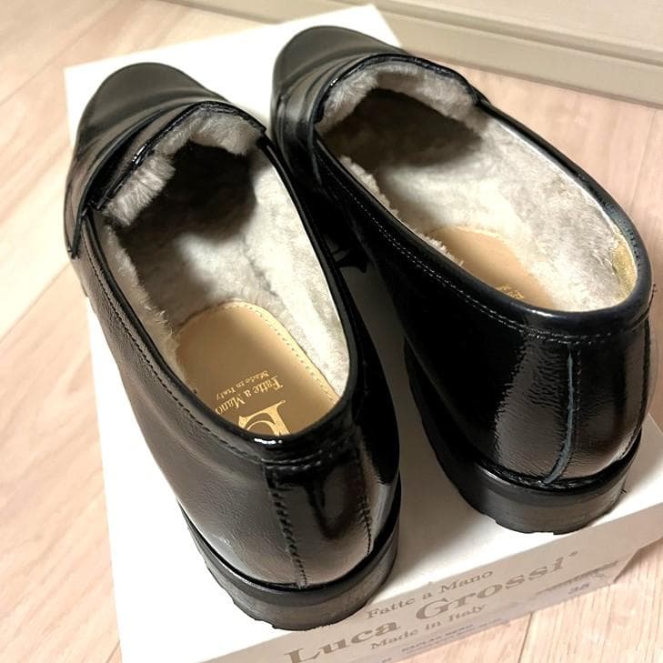 美品★ルーカグロッシ ムートン付きエナメル ローファー 35★人気完売