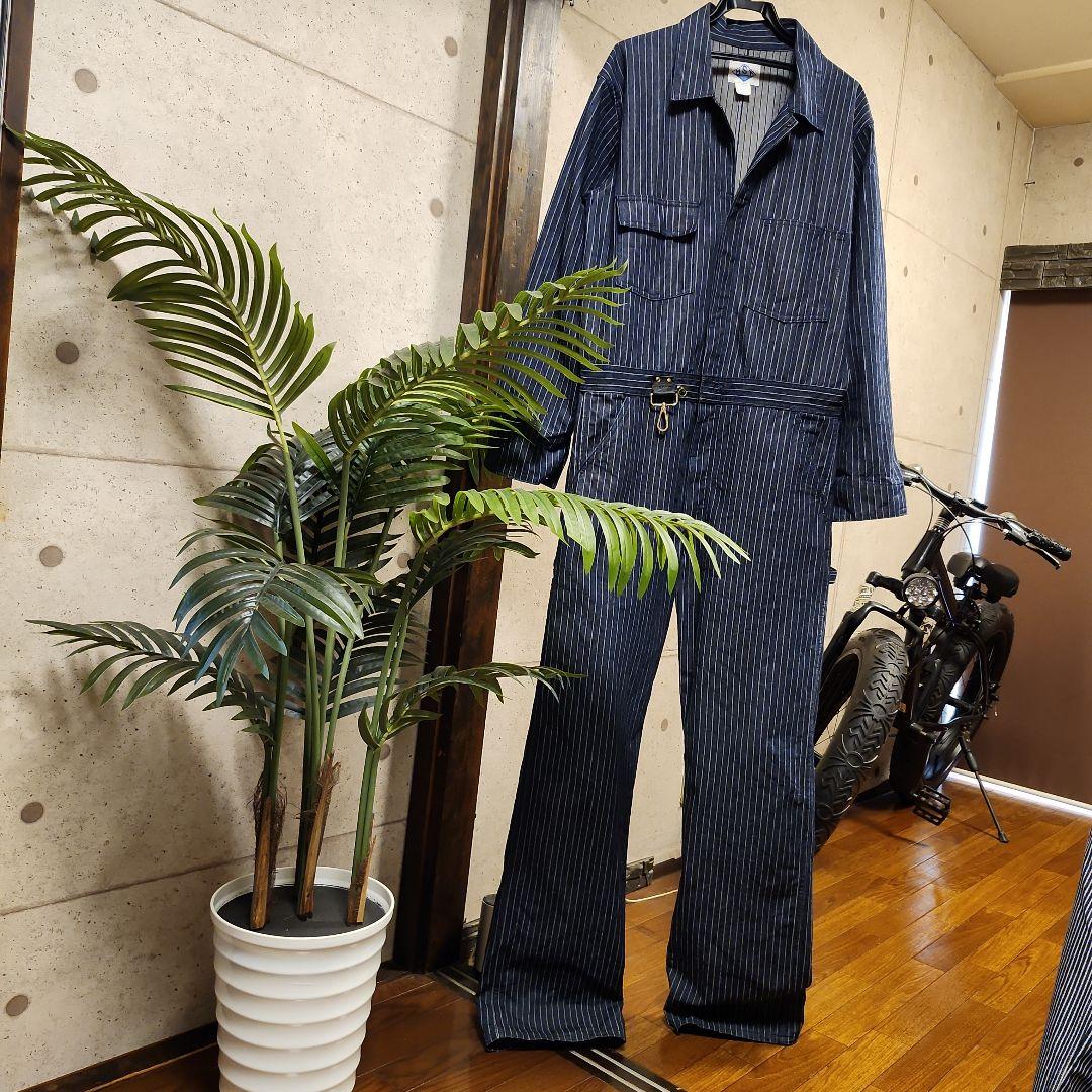 ヒューストン　つなぎ　インディゴストライプ