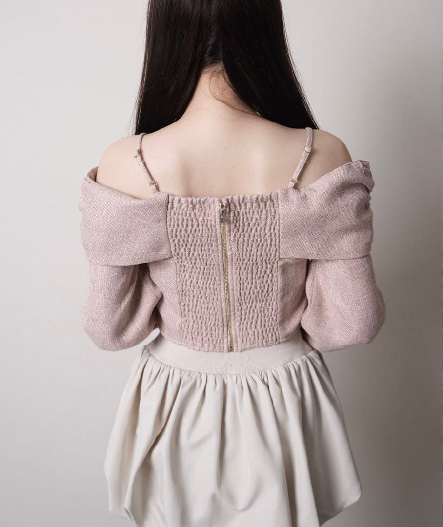 LIP SERVICE リボンオフショルロングスリーブトップス ピンク