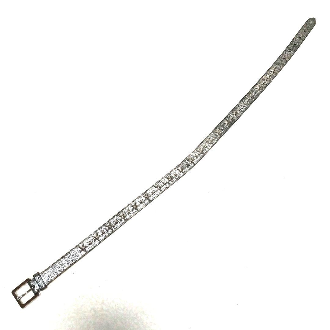 JIMMY CHOO ジミーチュウ スター 星 スタッズ 総柄 レザーベルト 銀