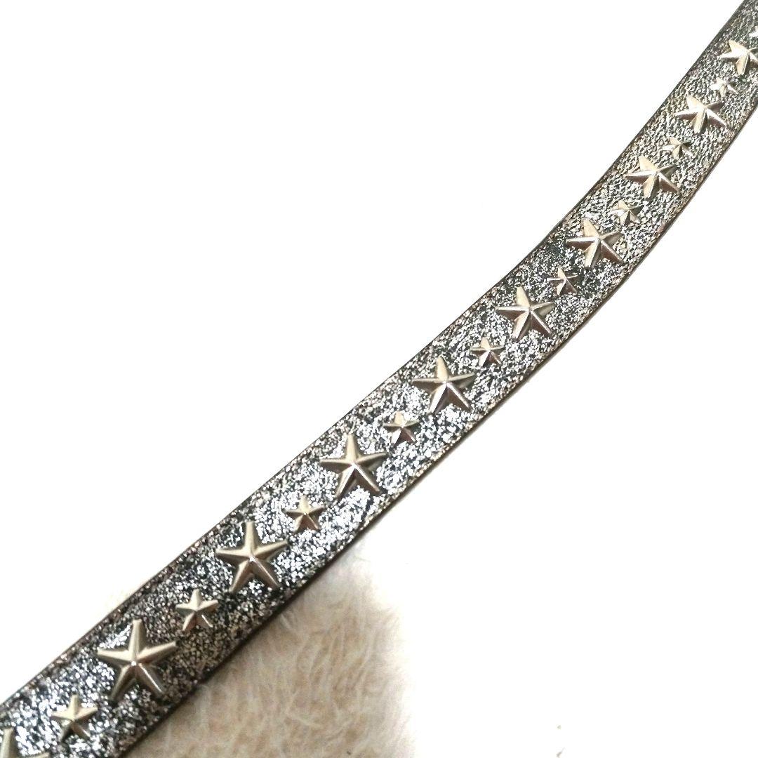 JIMMY CHOO ジミーチュウ スター 星 スタッズ 総柄 レザーベルト 銀