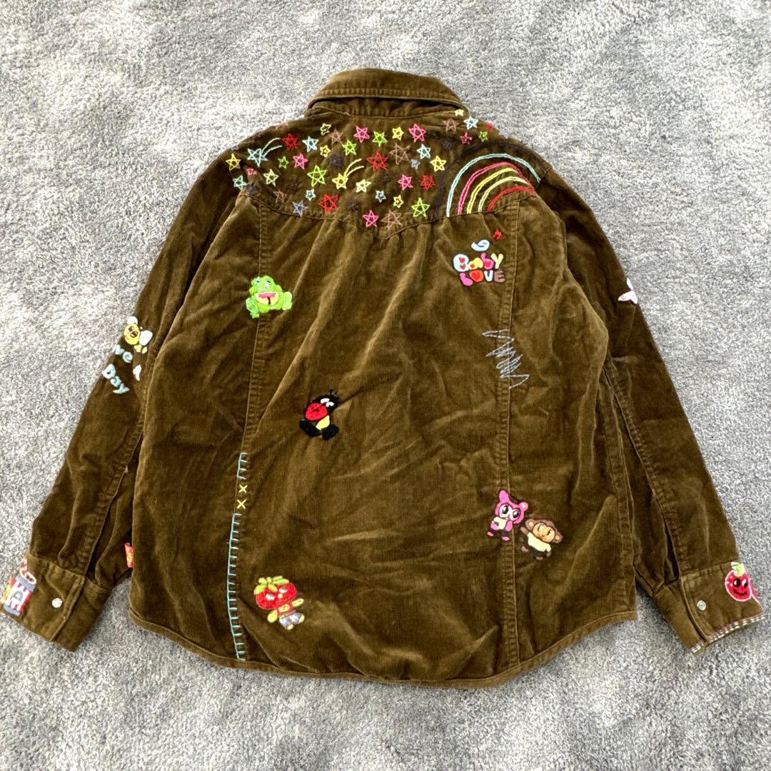 エンジェルブルー　ナカムラくんコーデュロイシャツ150 刺繍　平成レトロ　y2k
