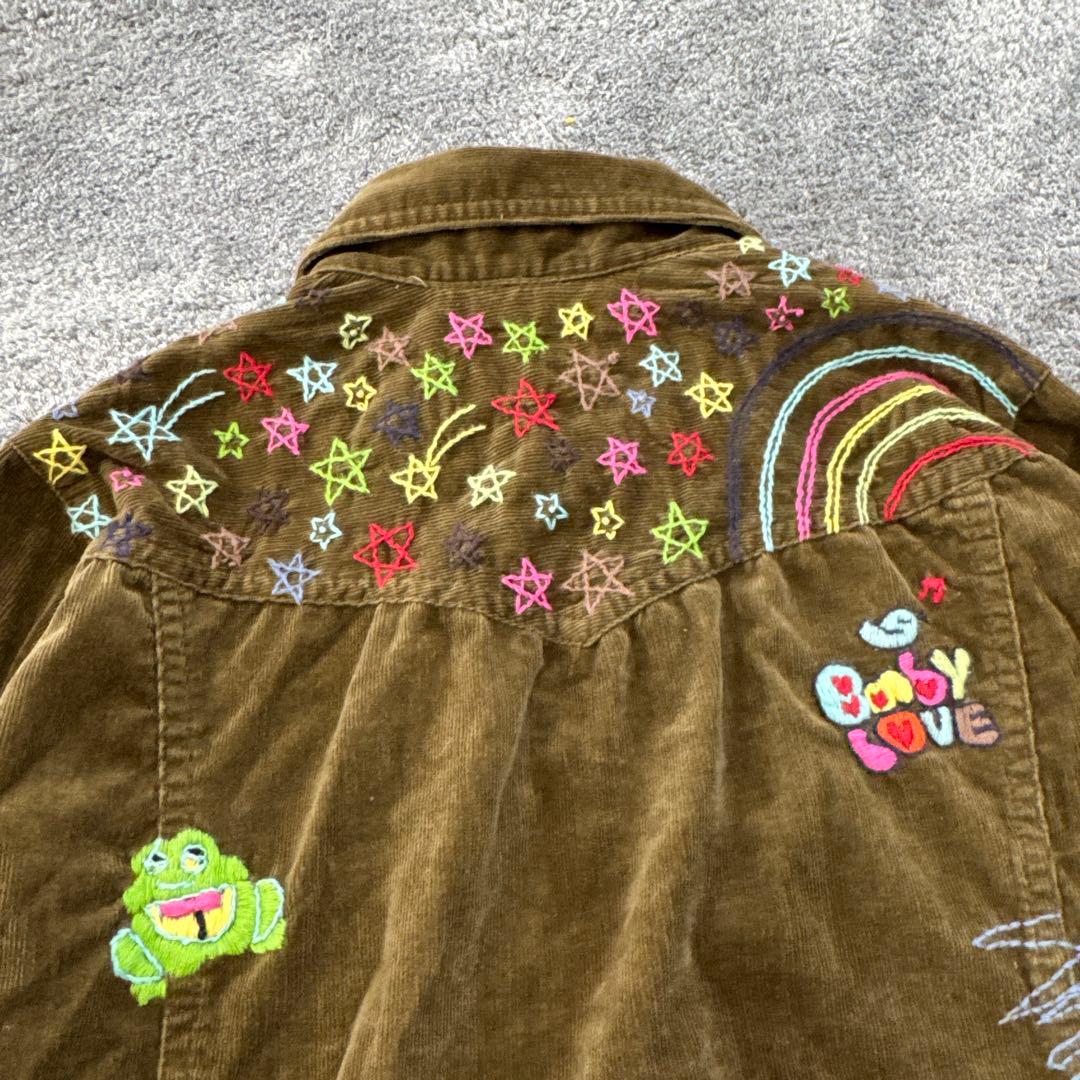 エンジェルブルー　ナカムラくんコーデュロイシャツ150 刺繍　平成レトロ　y2k