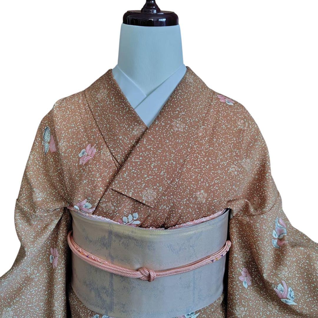 未使用近い　美品　袷　高級化繊　辻が花　小紋　フルセット