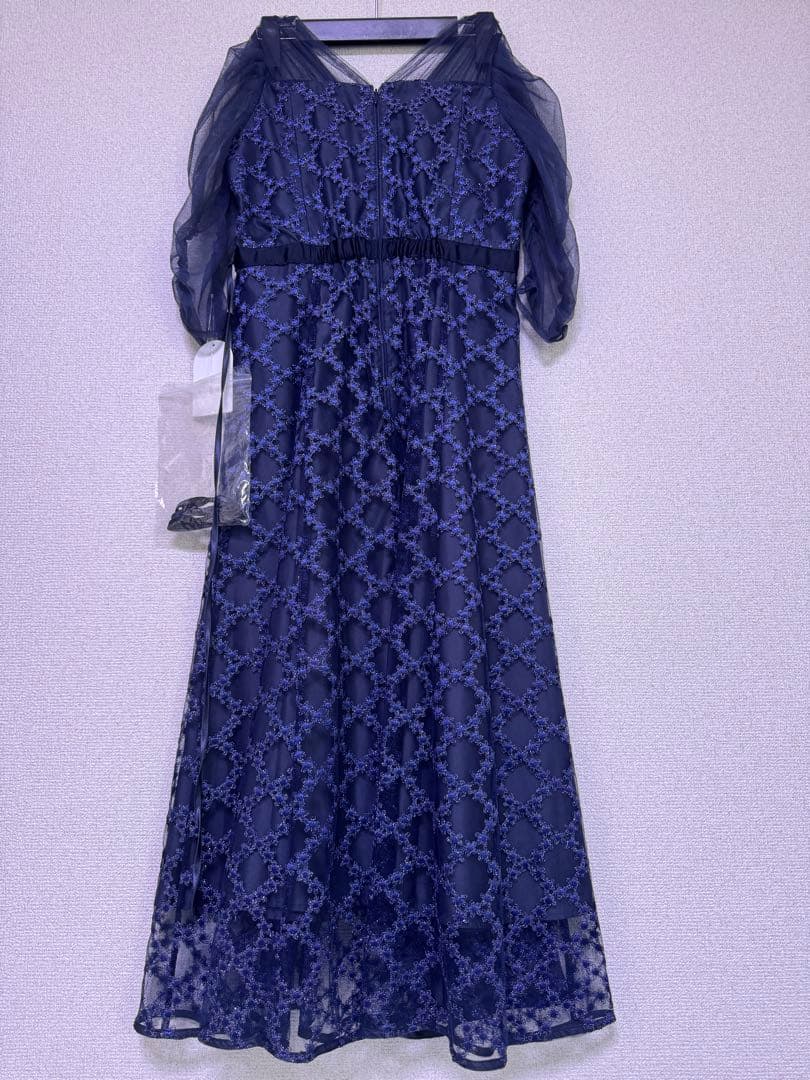 Floral diagonal check flare dress 初期不良アリ