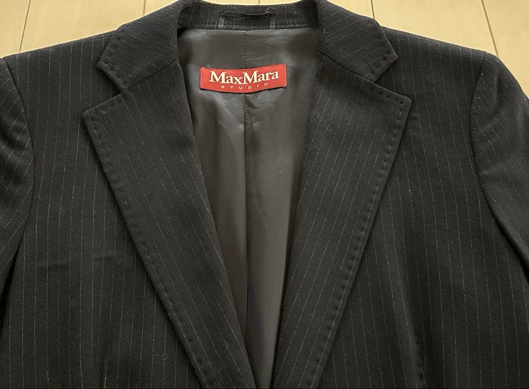 Max Mara 黒 ストライプ テーラードジャケット
