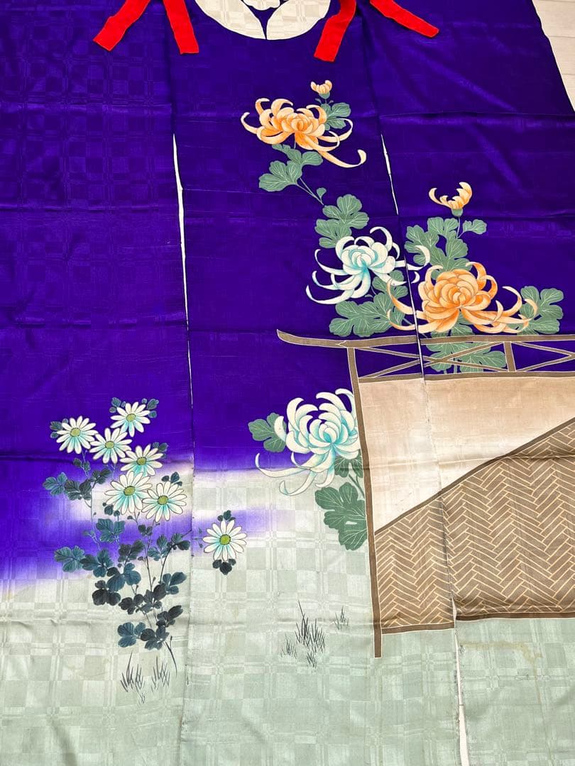 加賀のれん　菊柄　郷土　花嫁のれん