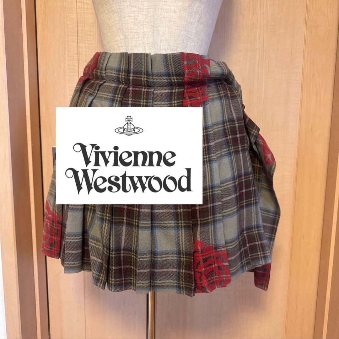 激レア♡Vivienne Westwoodチェックスカートバラ柄♡Mサイズ