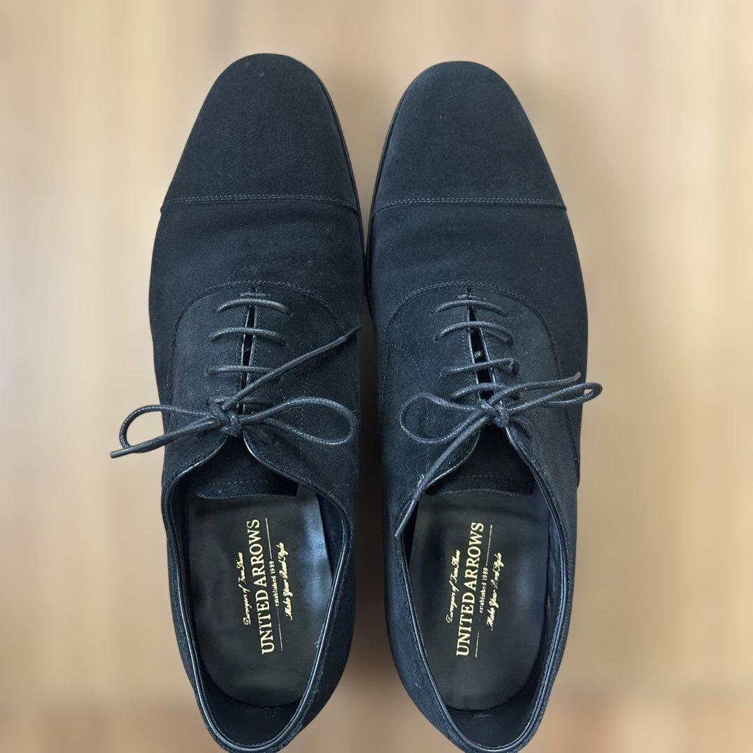 ユナイテッドアローズ ブラック スエード ストレートチップ シューズ 8 1/2