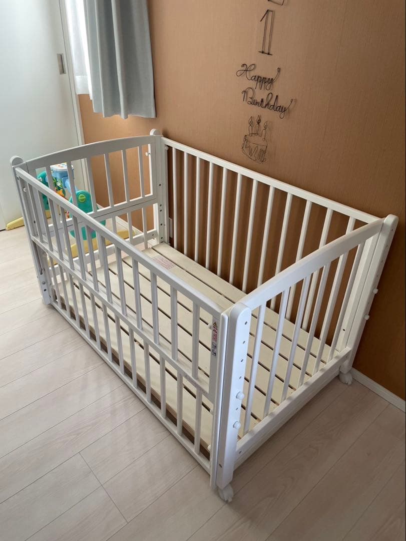 2025年2月購入　nommoc Wオープン ハイタイプ ベビーベッド　ホワイト