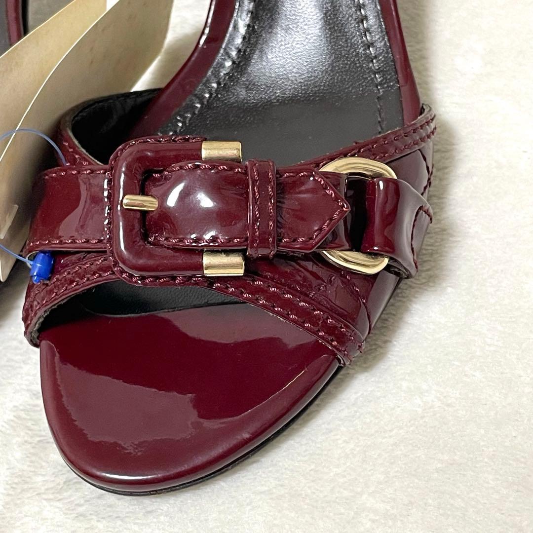 希少✨極美品バーバリー　ミュール　サンダル　36夏　ワインレッド　エナメル　金具