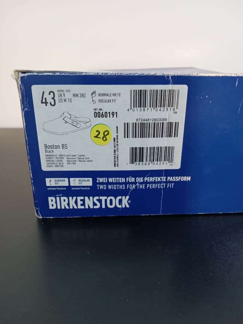 ビルケンシュトック ボストン ブラック 43 レギュラーフィット ドイツ製