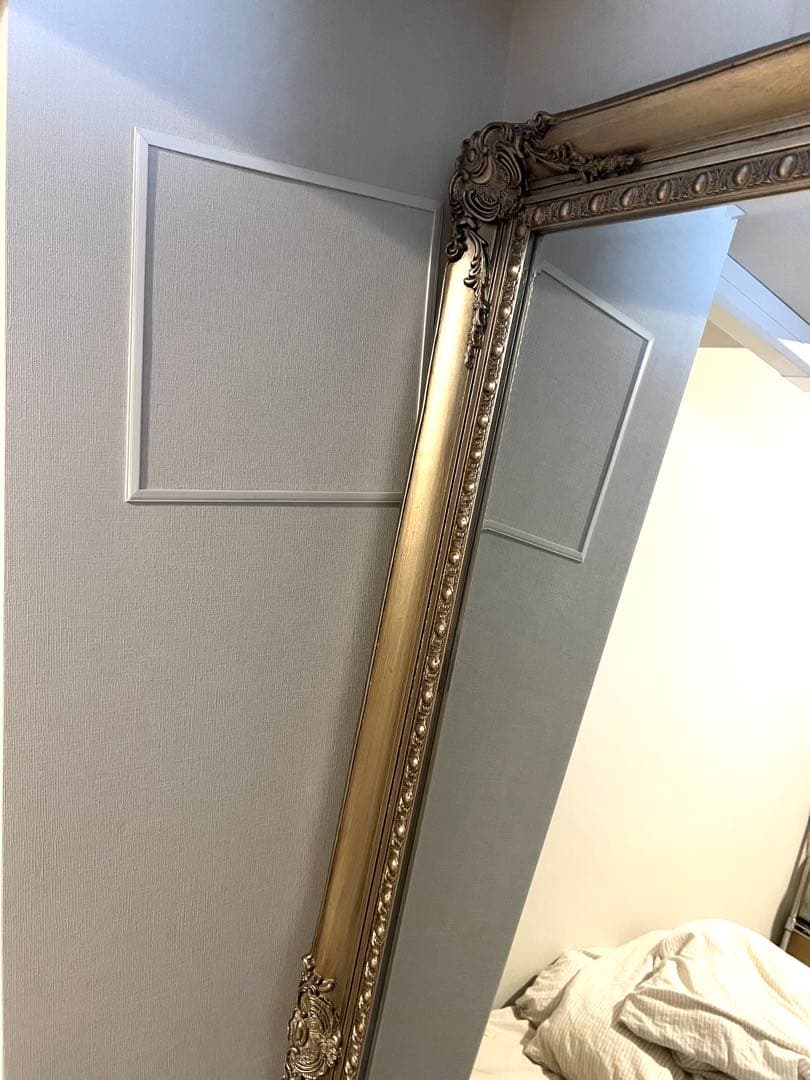 アンティーク調全身鏡　姿見鏡　ゴールドフレーム