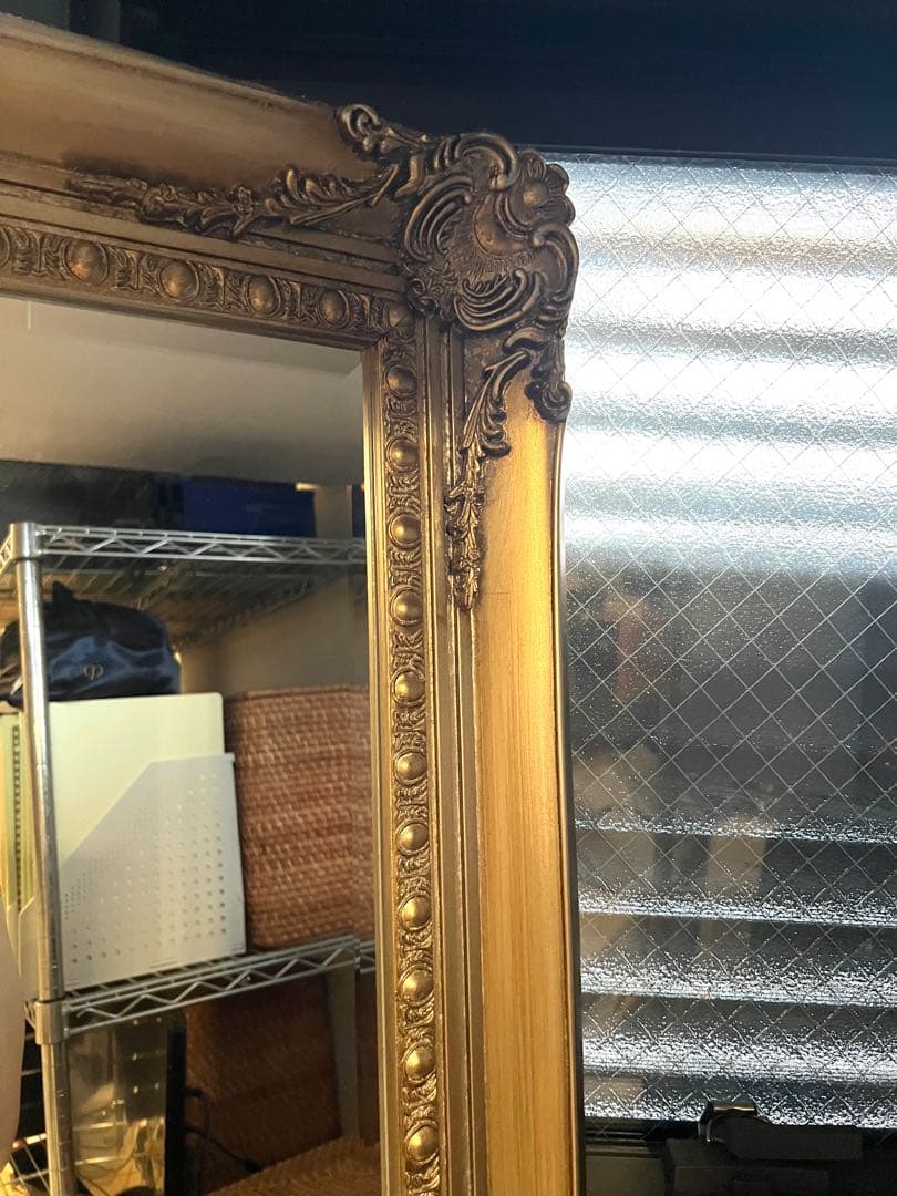 アンティーク調全身鏡　姿見鏡　ゴールドフレーム