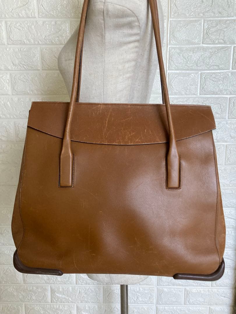 希少 PRADA ブラウン レザー トートバッグ