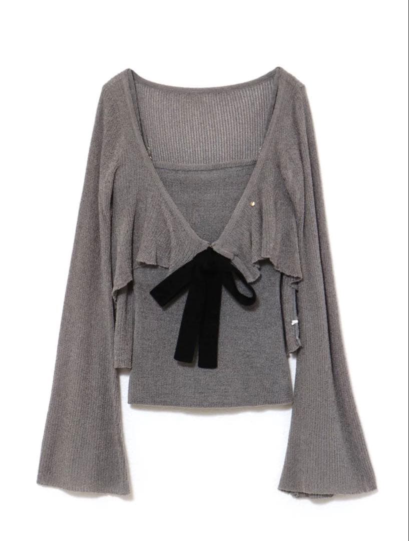 andmaryのEmma knit flare cardigan set