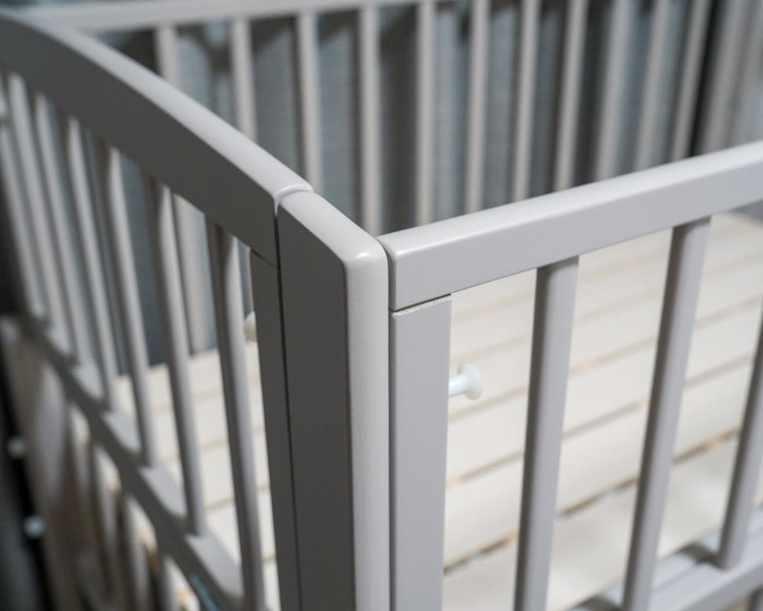 【極美品】大和屋 ノモック Wオープンハイタイプ ベビーベッド グレー