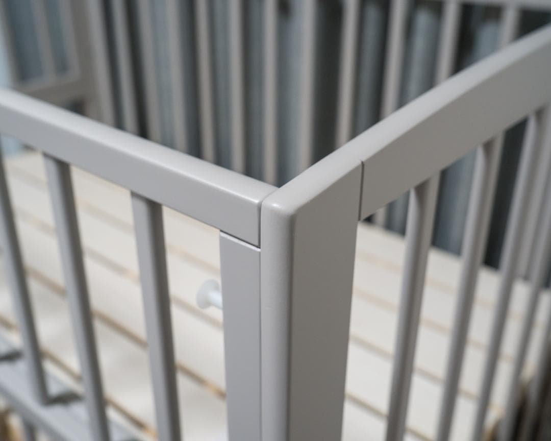 【極美品】大和屋 ノモック Wオープンハイタイプ ベビーベッド グレー