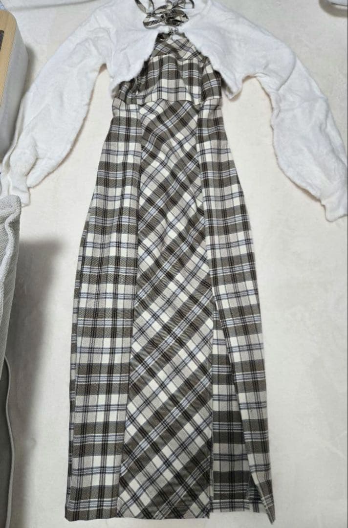 ミシェルマカロン アンサンブルチェックワンピース XS