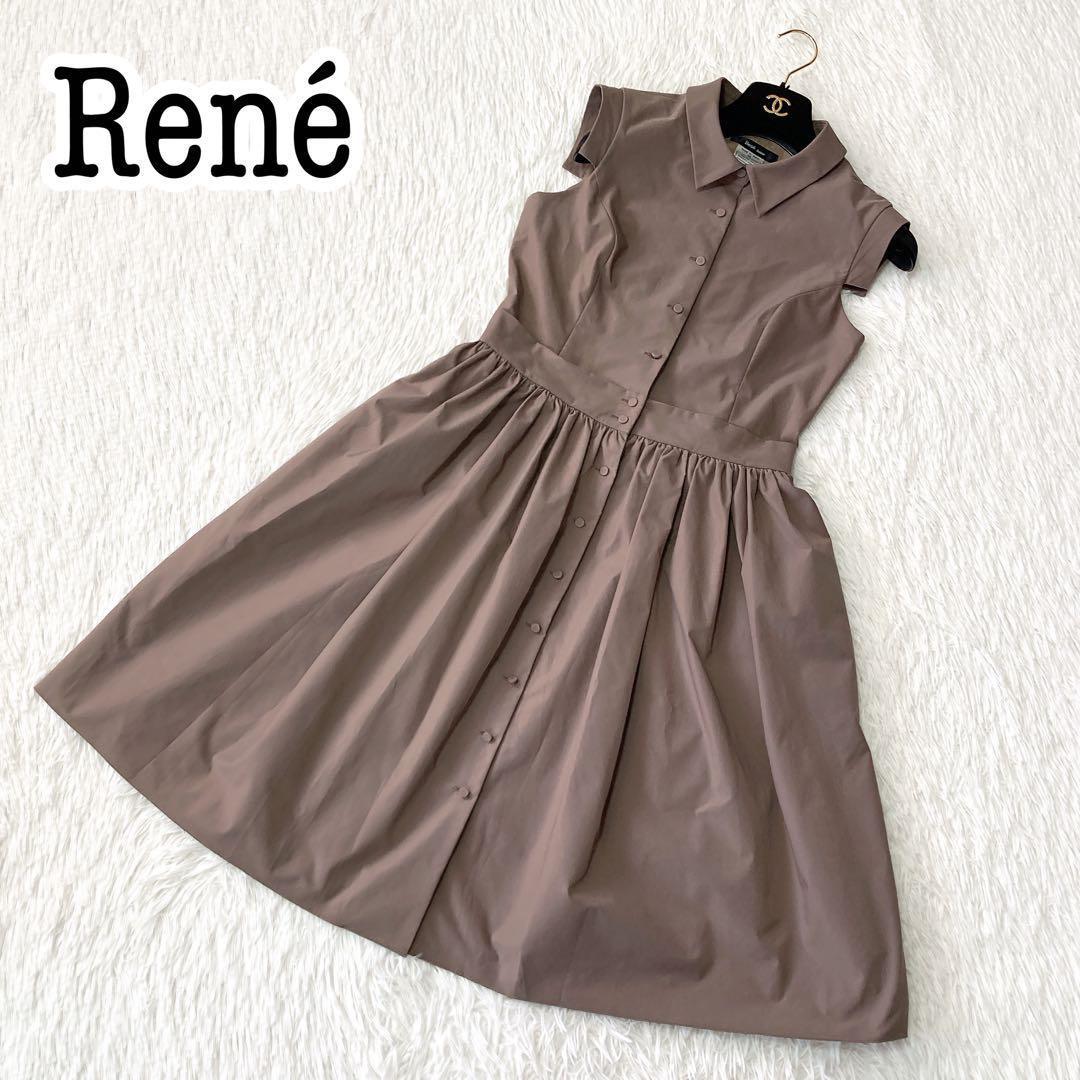 【大人気】ルネ rene シャツワンピース ノースリーブ フレア Aライン