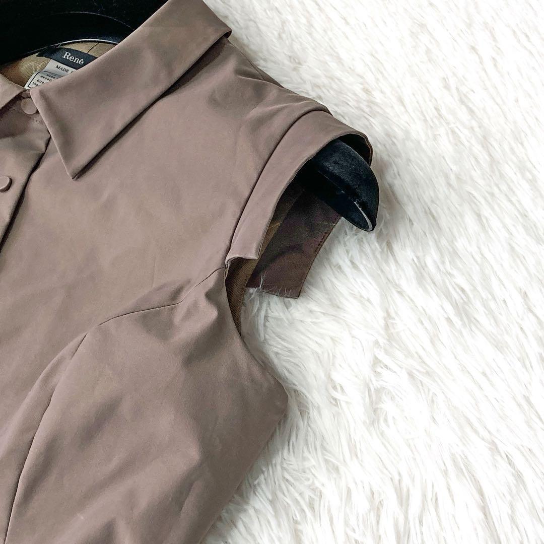 【大人気】ルネ rene シャツワンピース ノースリーブ フレア Aライン