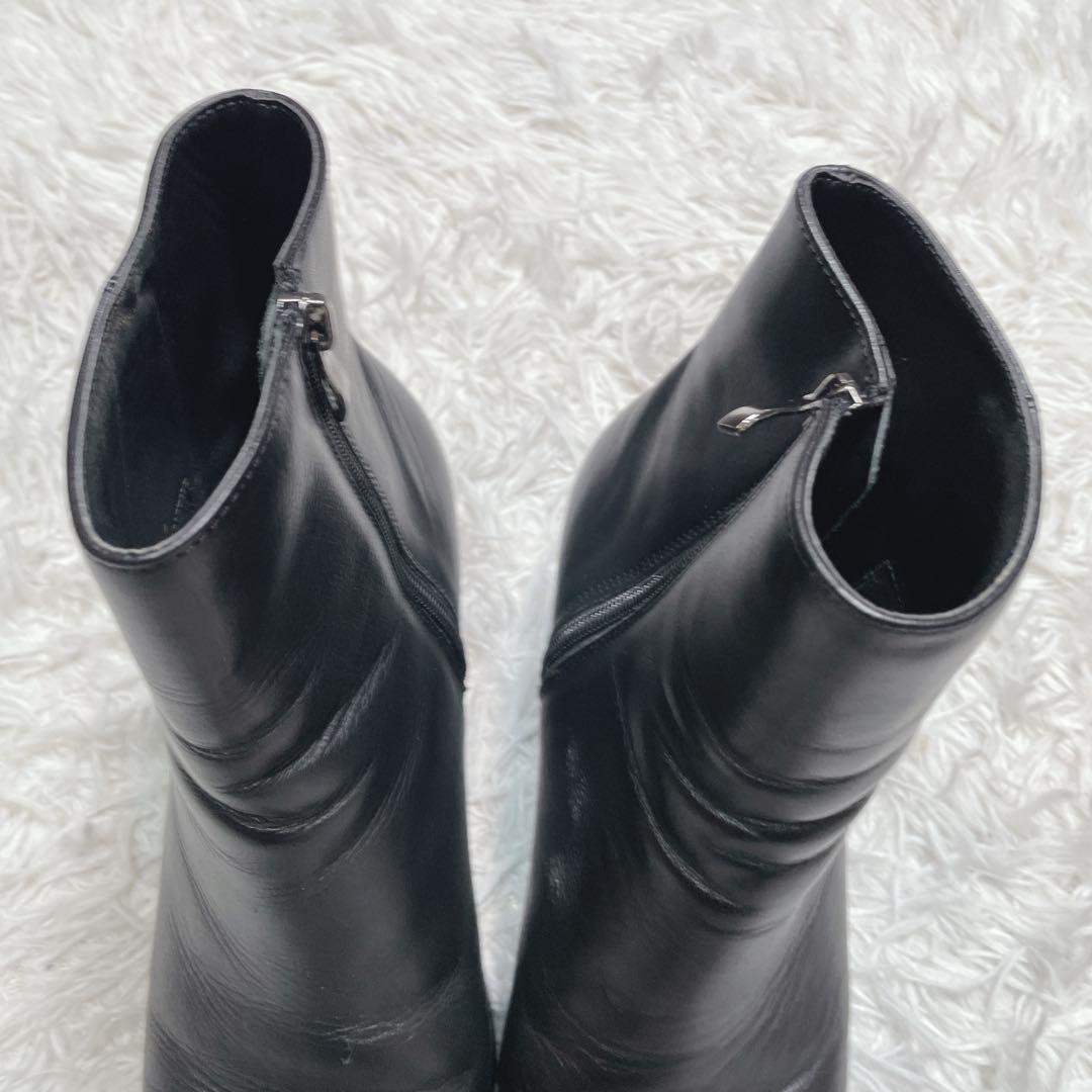 lui's ルイス　ヒールブーツ　サイドジップ　レザー　ブラック　黒　26.5