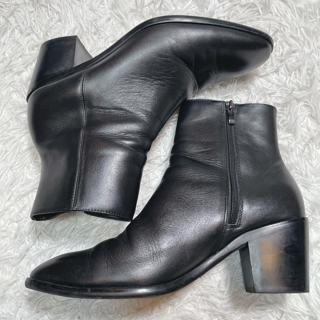 lui's ルイス　ヒールブーツ　サイドジップ　レザー　ブラック　黒　26.5