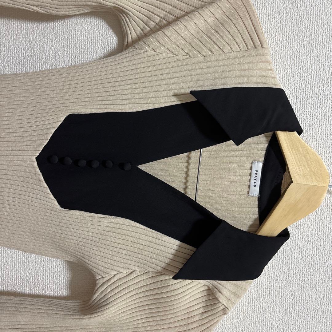 極美品FRAY I.D 2023SS シャツカラーリブニットワンピース　匿名配送