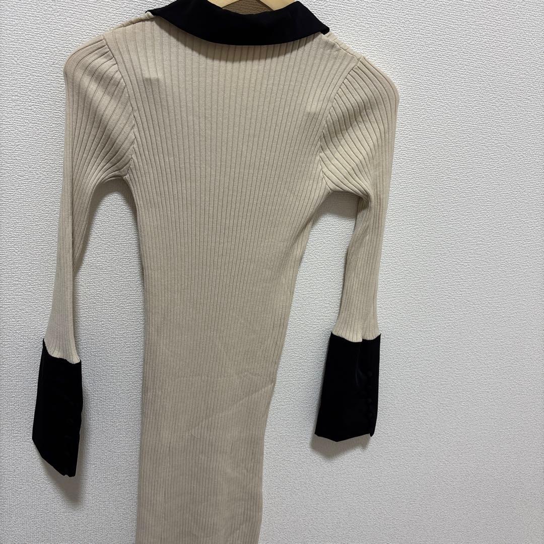 極美品FRAY I.D 2023SS シャツカラーリブニットワンピース　匿名配送