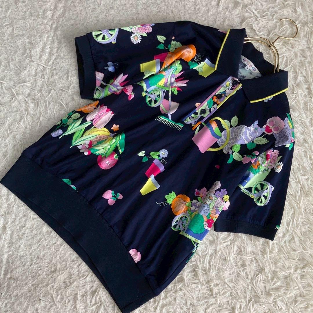 《良品》 LEONARD ポロシャツ ネイビー M 総柄 トロピカル オシャレ