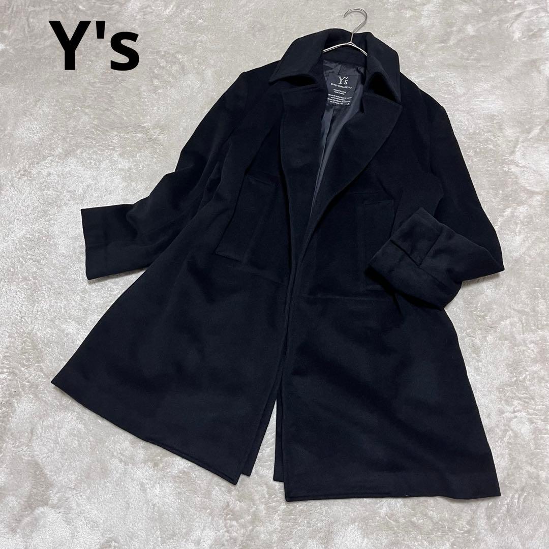 ワイズ　ヨウジヤマモト　ウール、カシミヤ　ノーボタン　コート　オーバー