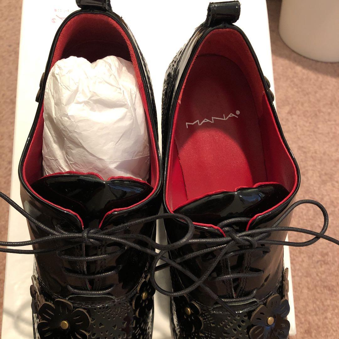 リスビー様　MANA マナレザーカットフラワーデザインハラコレースアップシューズ