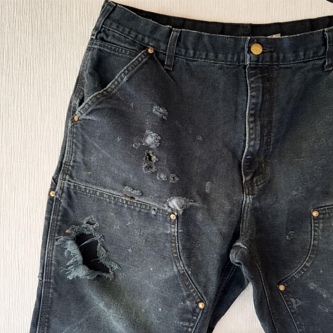 スペシャル[USA製]W34×L29カーハート ダブルニー ブラック