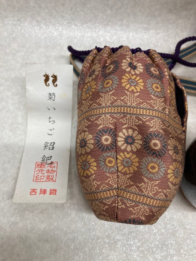 未使用 レア 加藤唐三郎作 古瀬戸 肩衝 茶入 間道仕覆 共箱 茶道具 西陣織