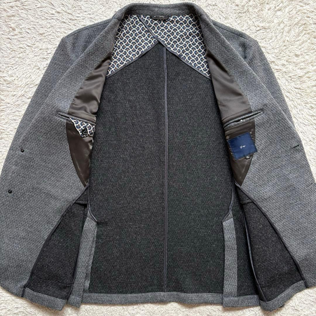 ★美品 3L★ G-stage ニット テーラード ジャケット 2B グレー