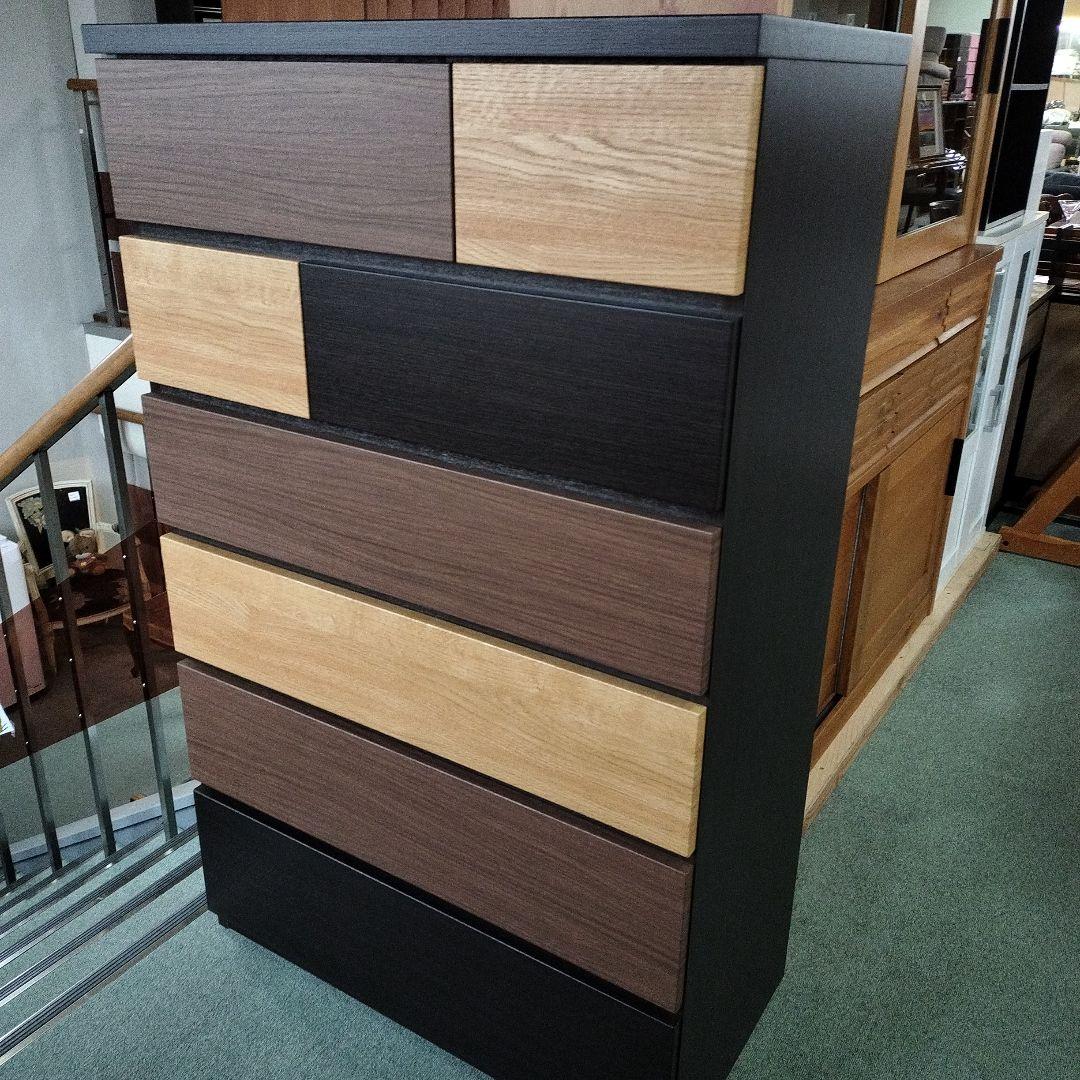 y【美品】ニトリ　ハイチェスト（カレナ80HC DBR）木目調家具