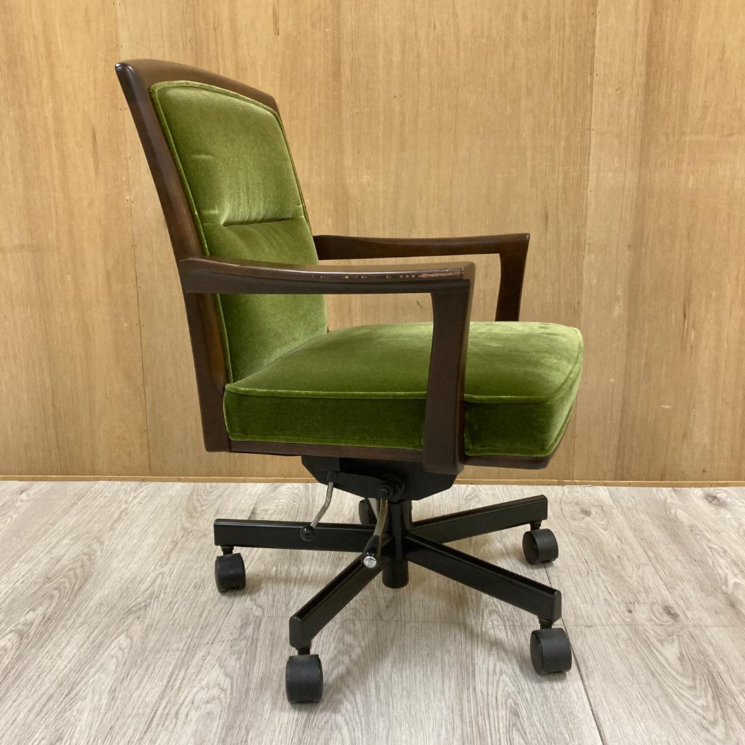 【マルニ】アームデスクチェア　オフィスチェア　椅子　地中海　モケットグリーン